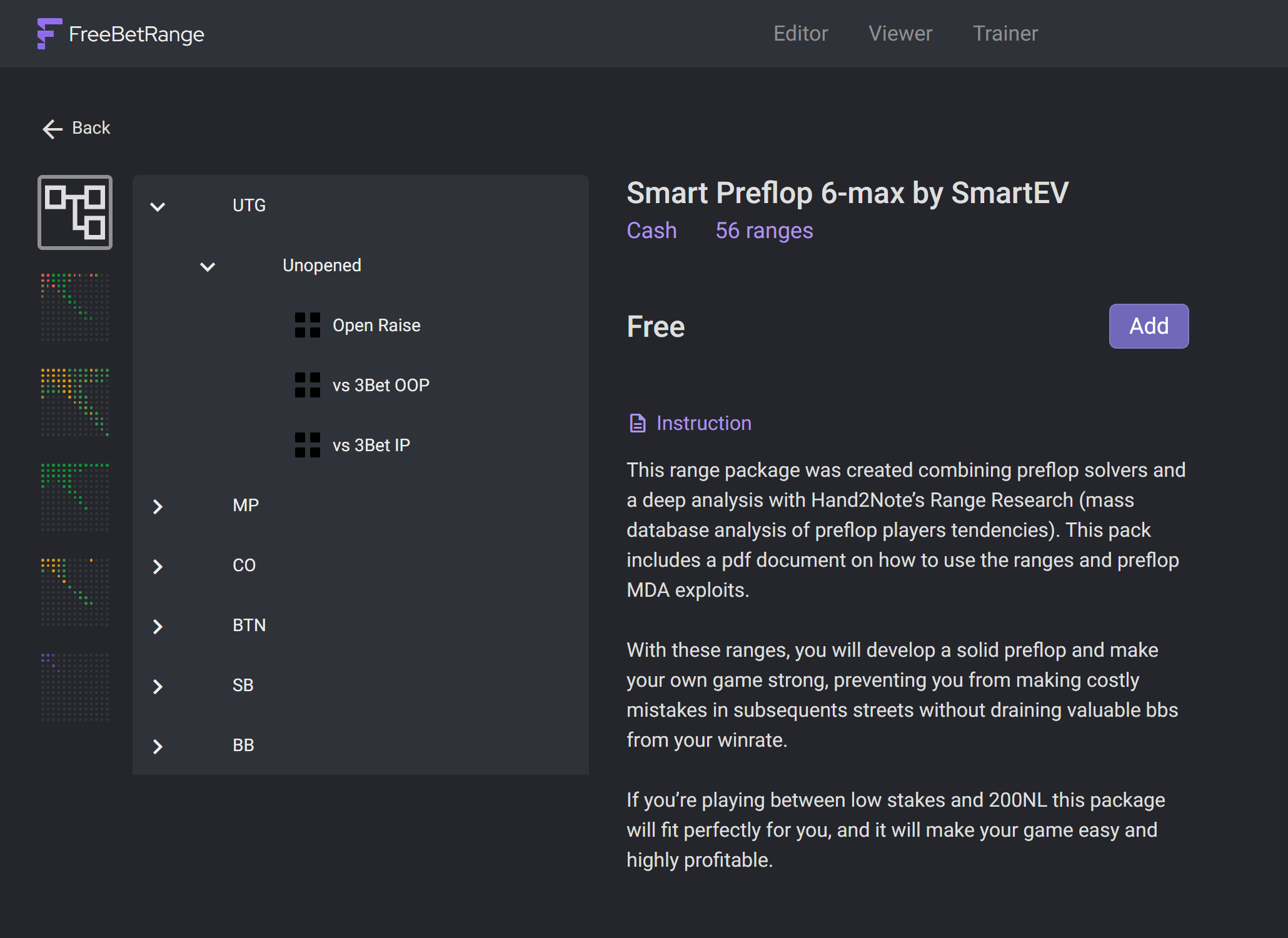 Smart Preflop Poker Charts package in Freebetrange Library