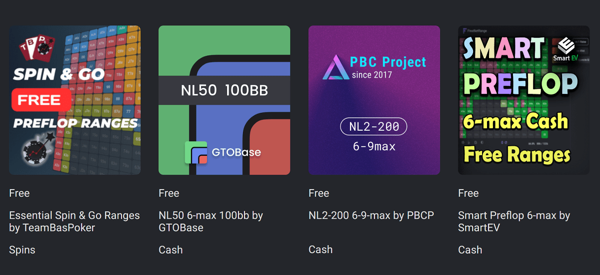 Preflop ranges free library